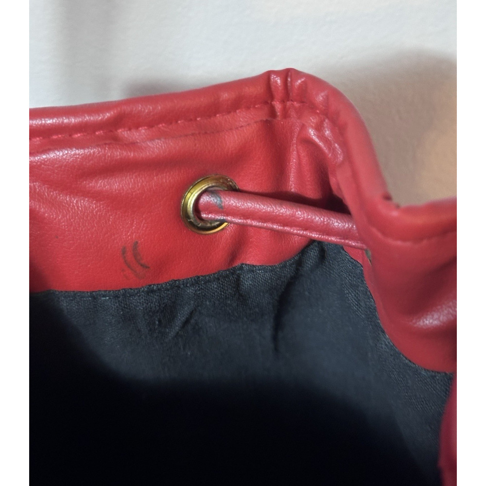 Red Leather Embossed Bucket Bag Crossbody Drawstring Purse Boho Western Festival - Picture 13 of 15